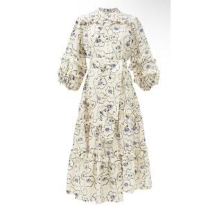 APIECE APART Gracia Floral-Print Ruffle-Trimmed Silk Midi Dress size‎ 18